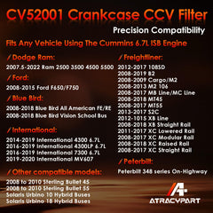 ATRACYPART CV52001 crankcase filter installed for direct-fit compatibility and easy replacement.