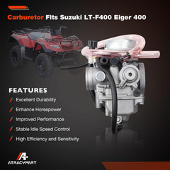 ATRACYPART LTF400 carburetor side view showing compact design for easy installation.