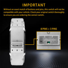 ATRACYPART OE-design driver master switch provides direct-fit replacement.