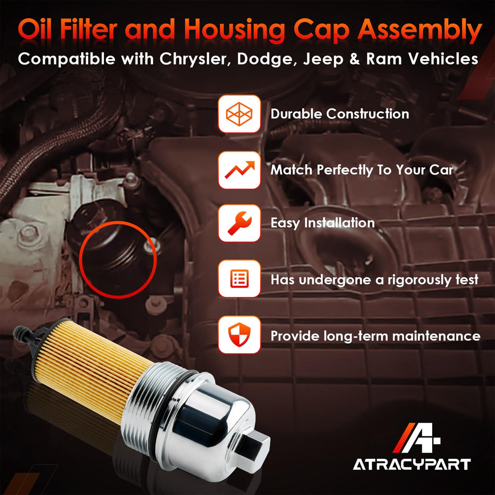 ATRACYPART oil filter cap close-up highlighting precise threading for easy fit.
