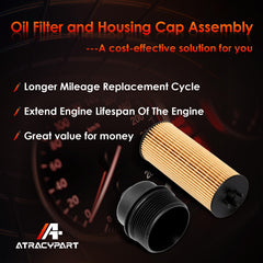 ATRACYPART oil-filter-cap compatibility chart shows service-ready replacement options.