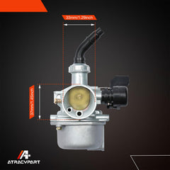 ATRACYPART PZ19 carburetor dimensions chart for precise mounting.