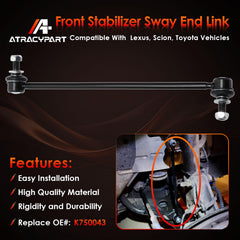 ATRACYPART sway bar end link durability highlights sturdy metal design.