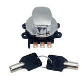 atsuch ignition switch with round key in chrome finish for Harley-Davidson; durable replacement.