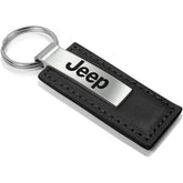 AU-TOMOTIVE GOLD Jeep key fob front view in black leather for luxury feel