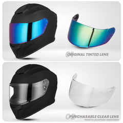 Auboa MD-813 tinted visor close-up showing UV protection and glare reduction.