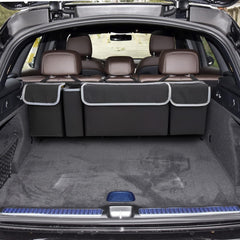 AUCELI trunk organizer installs quickly by hanging on the headrest
