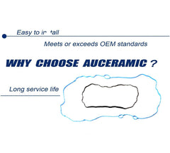 Auceramic packaging shows two gaskets ready for quick, reliable installation.