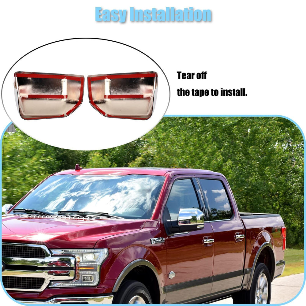 AUCERAMIC chrome mirror cover cap for Ford F-150 enhances the vehicle appearance.