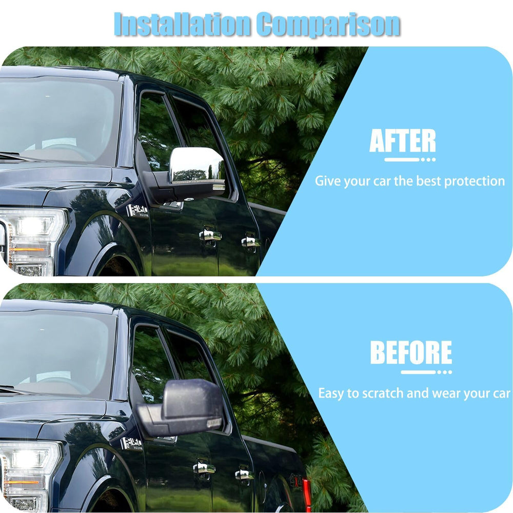 AUCERAMIC mirror cover overlay for Ford F-150 2015-2020 with quick, tool-free fit.