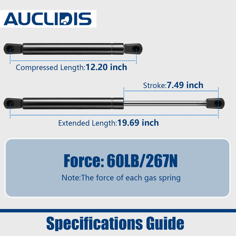AUCLIDIS C16-08260 gas strut 20-inch side view enables easy boat hatch lifting.