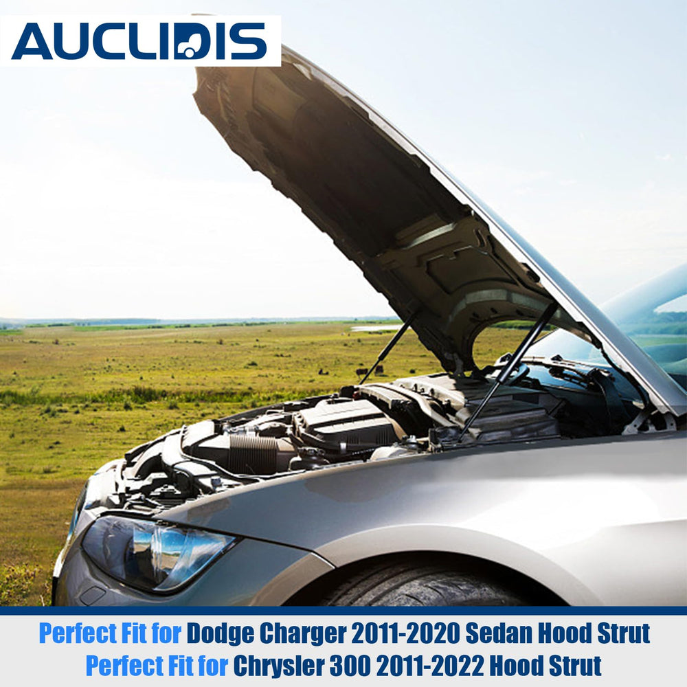 AUCLIDIS hood lift support for Chrysler 300 front view with OEM-like fit.