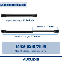 AUCLIDIS gas strut with 10mm nylon ball socket for easy mounting.