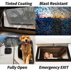 Aucuda privacy-tinted glass reduces UV exposure and glare.