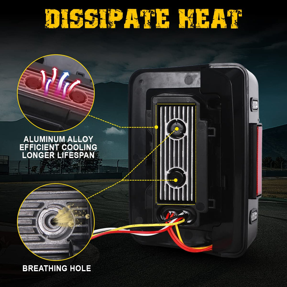AUDEXEN DOT-compliant two-piece tail light kit for 2007–2018 Wrangler.