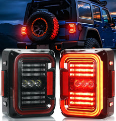 AUDEXEN Jeep Wrangler LED tail light with clear lens and C-shaped design for visibility.