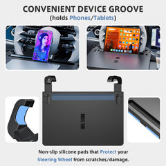 AUEOTUAR surface groove holds phone or tablet for hands-free viewing.