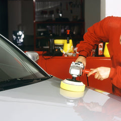 Augshy polishing pad kit in action during car detailing.