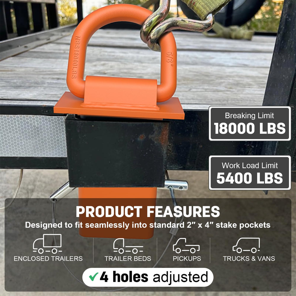 AUH orange trailer D-ring installed in stake pocket.