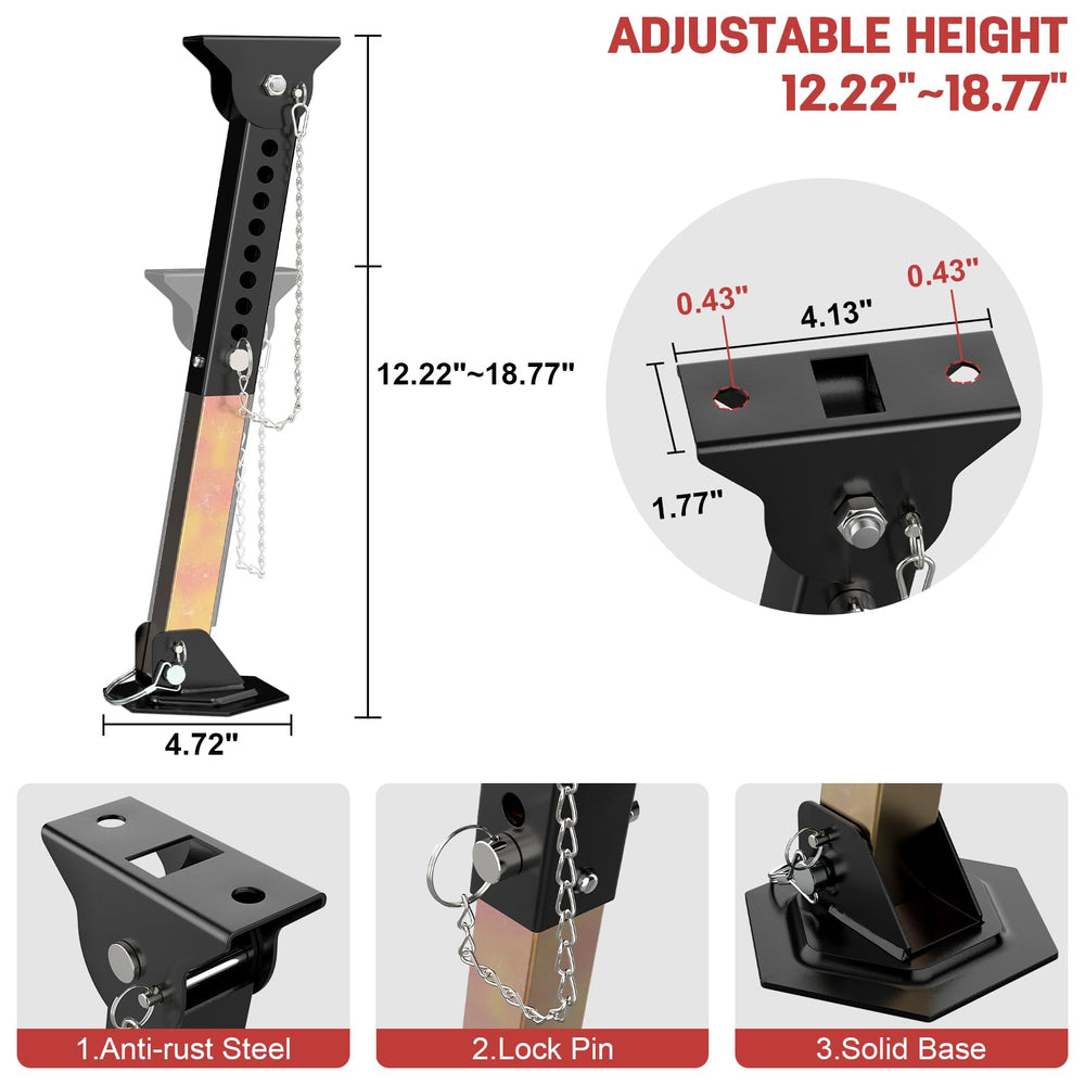 AUH two-pack stabilizer jacks close-up reveals heavy-duty steel construction.