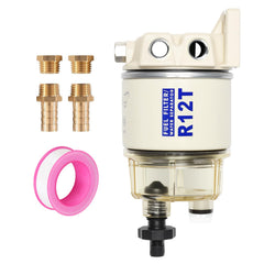AUIVERED R12T marine water separator kit front view for easy monitoring.