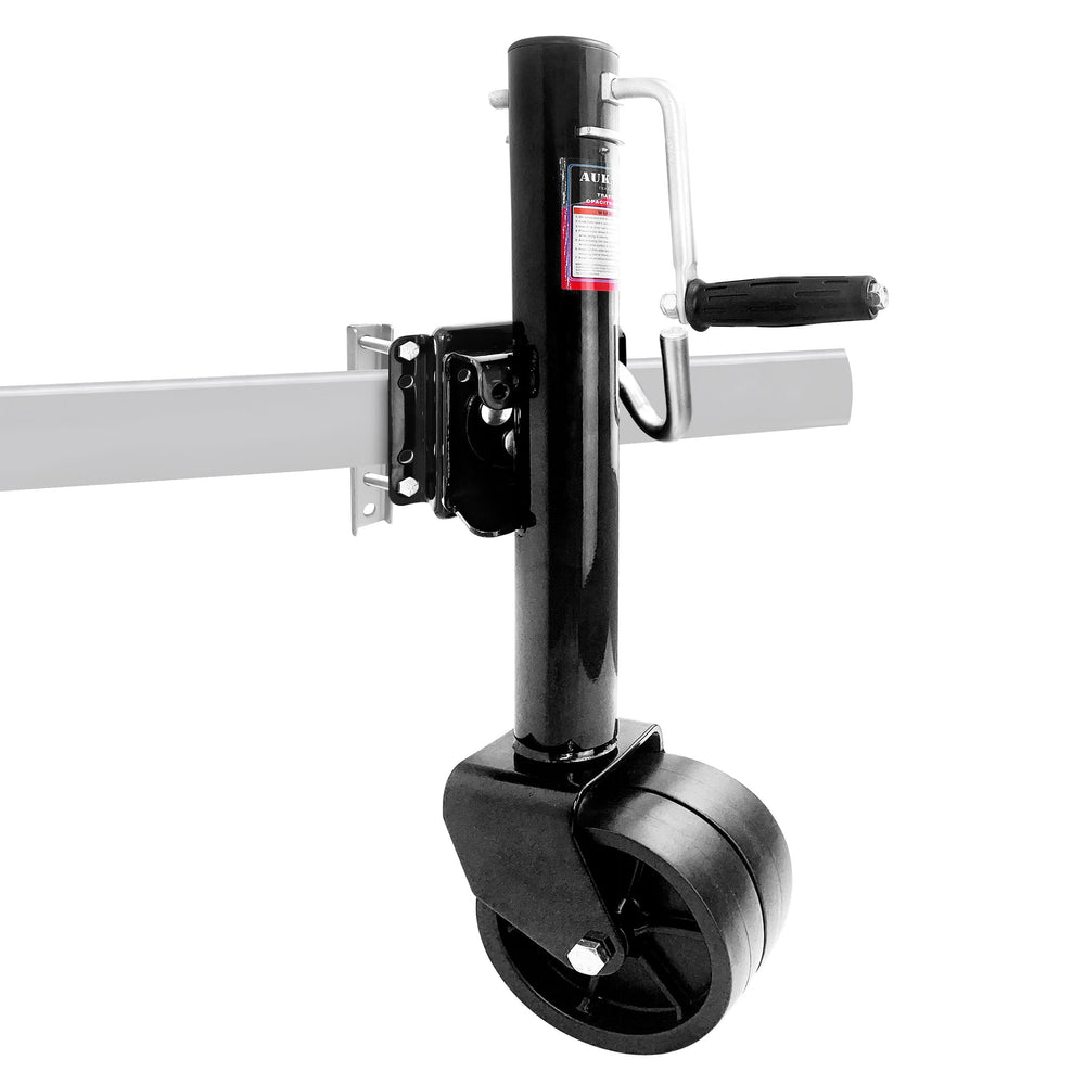 Aukayne boat trailer jack side wind handle enabling easy, low effort lifting.