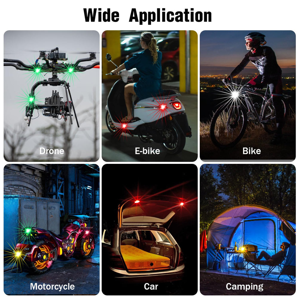 Aukmak easy-install strobe lights mounted with Velcro or rubber bands