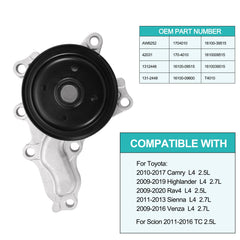 AULINK AW6252 water pump packaging info for easy replacement planning.