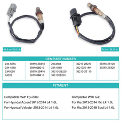 AULINK oxygen sensor kit fits Hyundai Accent, Veloster, Kia Rio and Soul models.
