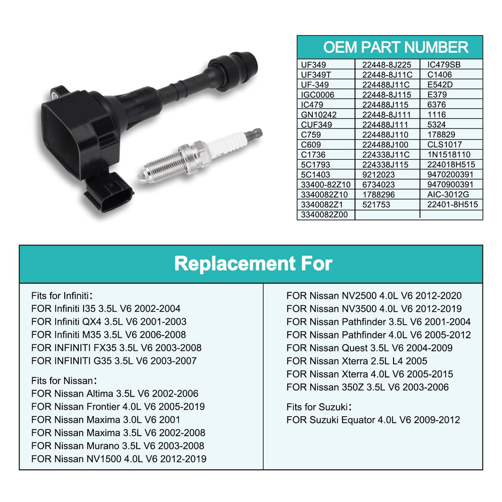AULINK ignition coil pack fitment for Infiniti, Nissan, and Suzuki vehicles.