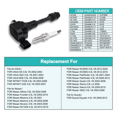 AULINK ignition coil pack fitment for Infiniti, Nissan, and Suzuki vehicles.