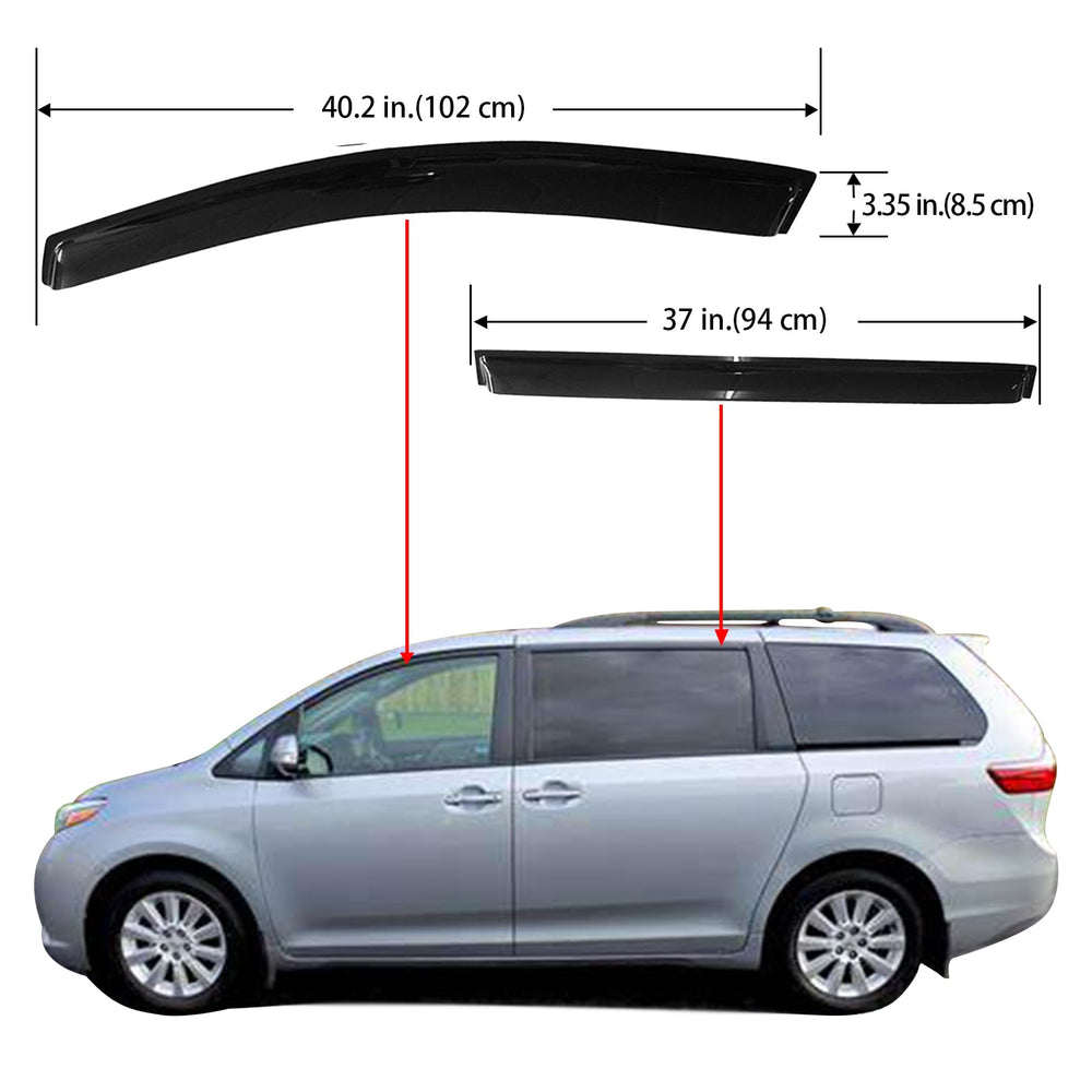 Aumivoron rain guards for Toyota Sienna front-right exterior with low-profile silhouette