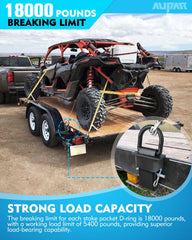 Aupar 5/8 in D-ring with anti-loss cord keeps straps in place.