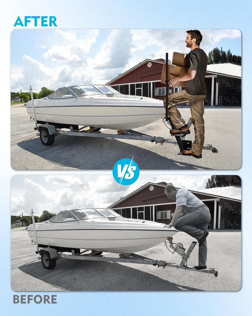 Aupar Boat Trailer Steps safety handle providing a steady grip during entry and exit