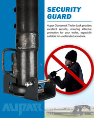 Aupar gooseneck lock close-up highlighting reinforced pins and durable coating