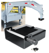 Aupar Gooseneck lock front view shows sturdy steel construction for trailer security