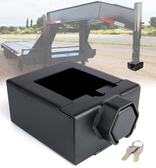 Aupar gooseneck lock front view shows rugged protection for 7-inch couplers