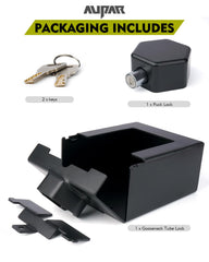 Aupar gooseneck lock with key demonstrates secure locking