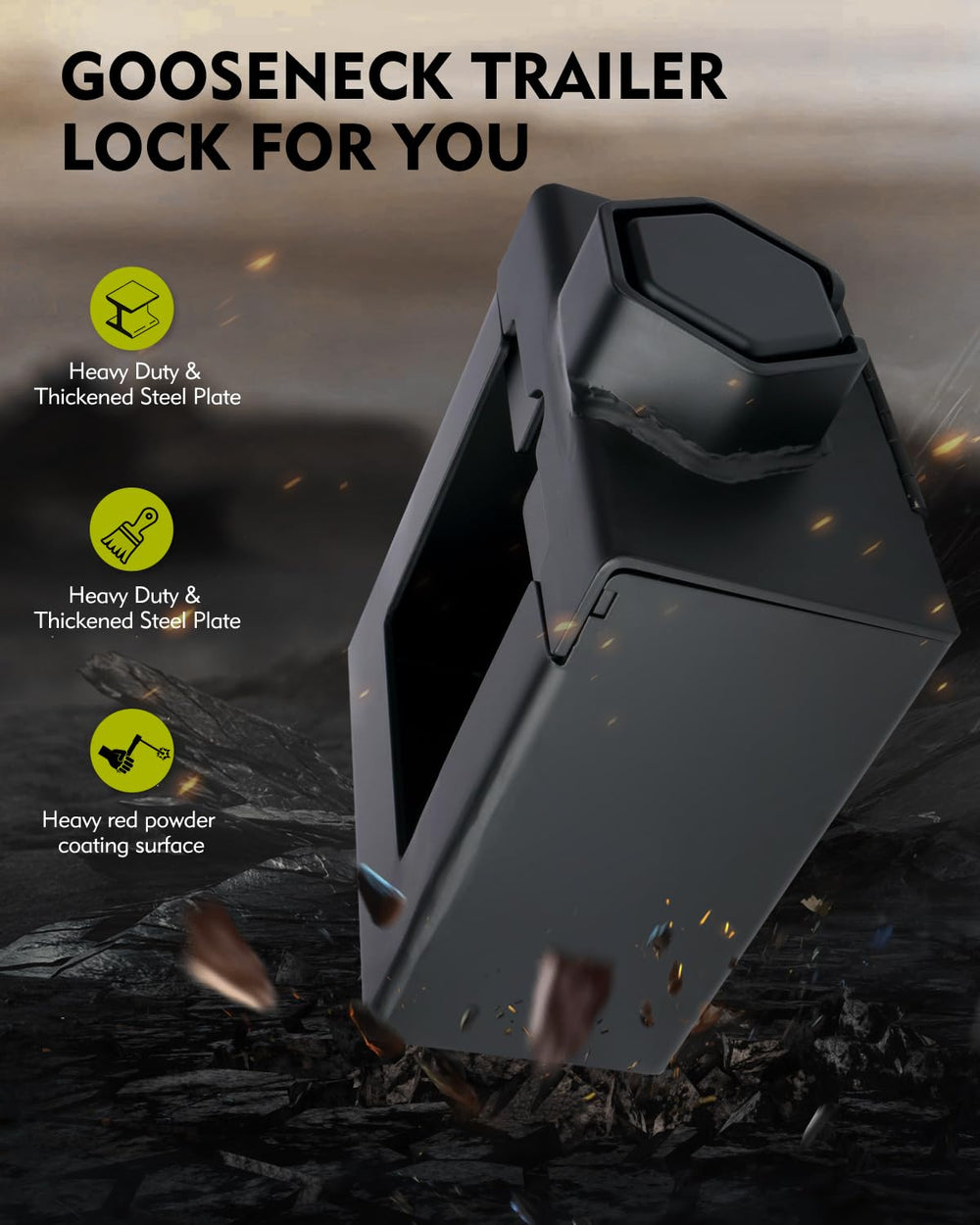 Aupar gooseneck lock side profile reveals sturdy steel construction