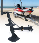 Aupar heavy duty boat trailer steps with handrail provide secure access on wet decks.