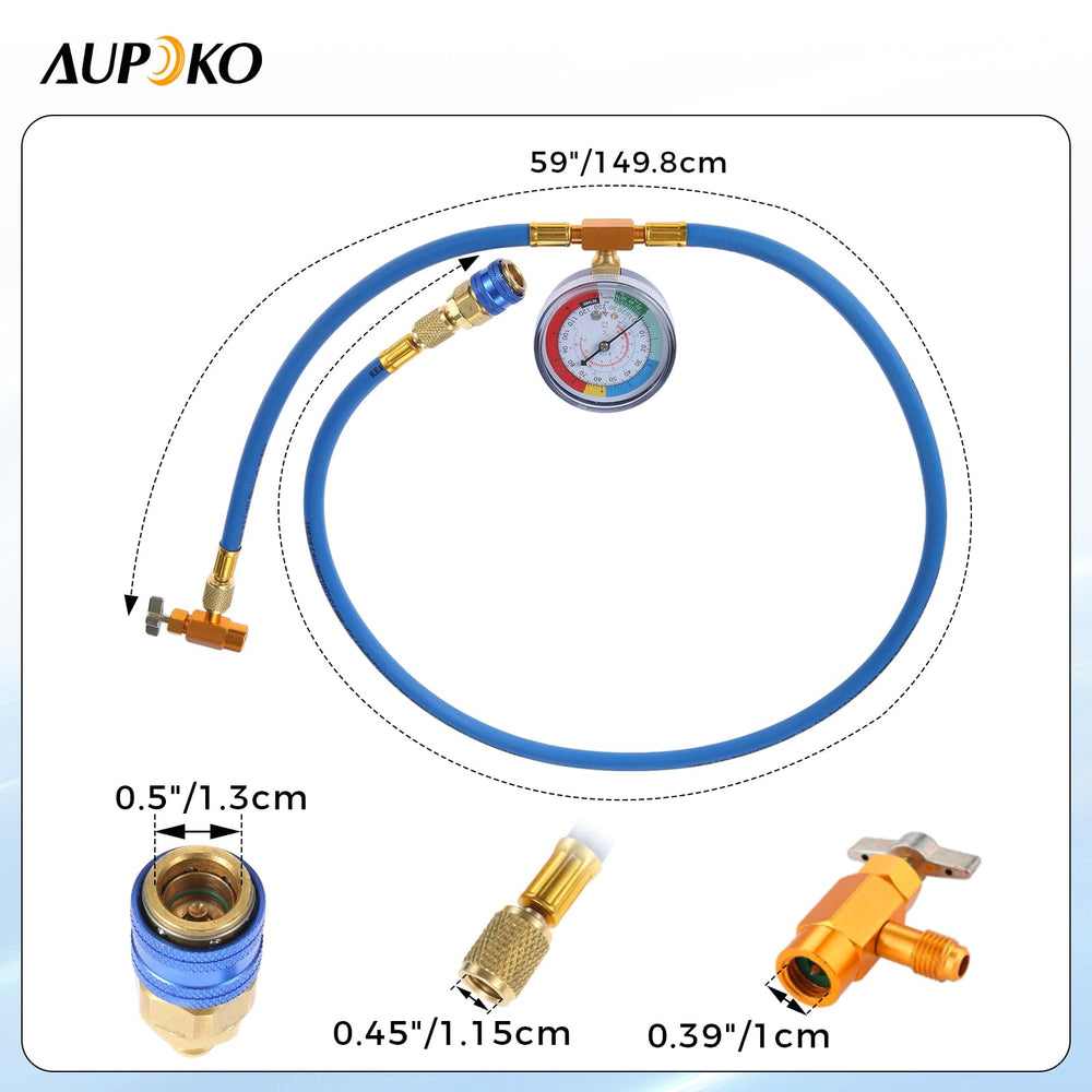 Aupoko 59 inch AC recharge hose ready for vehicle or home AC servicing