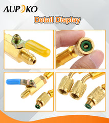 Aupoko HVAC toolkit ready for refrigerant charging and system checks.