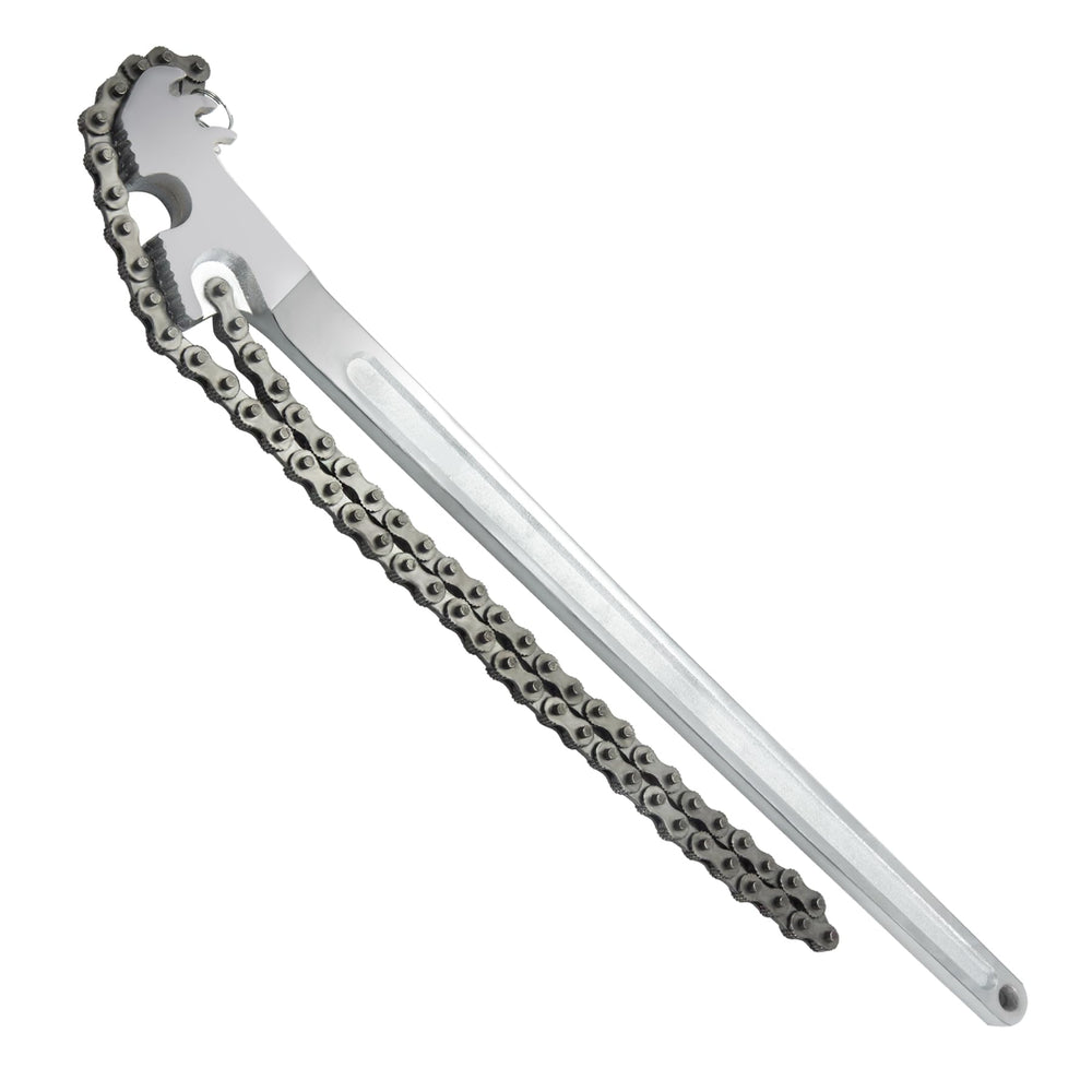 AUPREX 24-inch pipe wrench with angled handle for powerful leverage in tight spaces.
