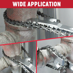AUPREX triple grip head locks securely onto pipes for reliable operation.