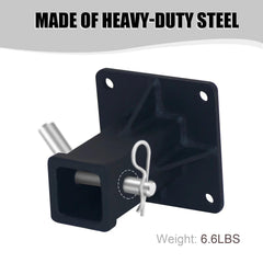 Aurogsky's 6-inch receiver tube welded to a durable 1/4-inch steel mounting plate.