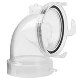Aussio 90-degree Clearview adapter enabling easier RV hose connections.