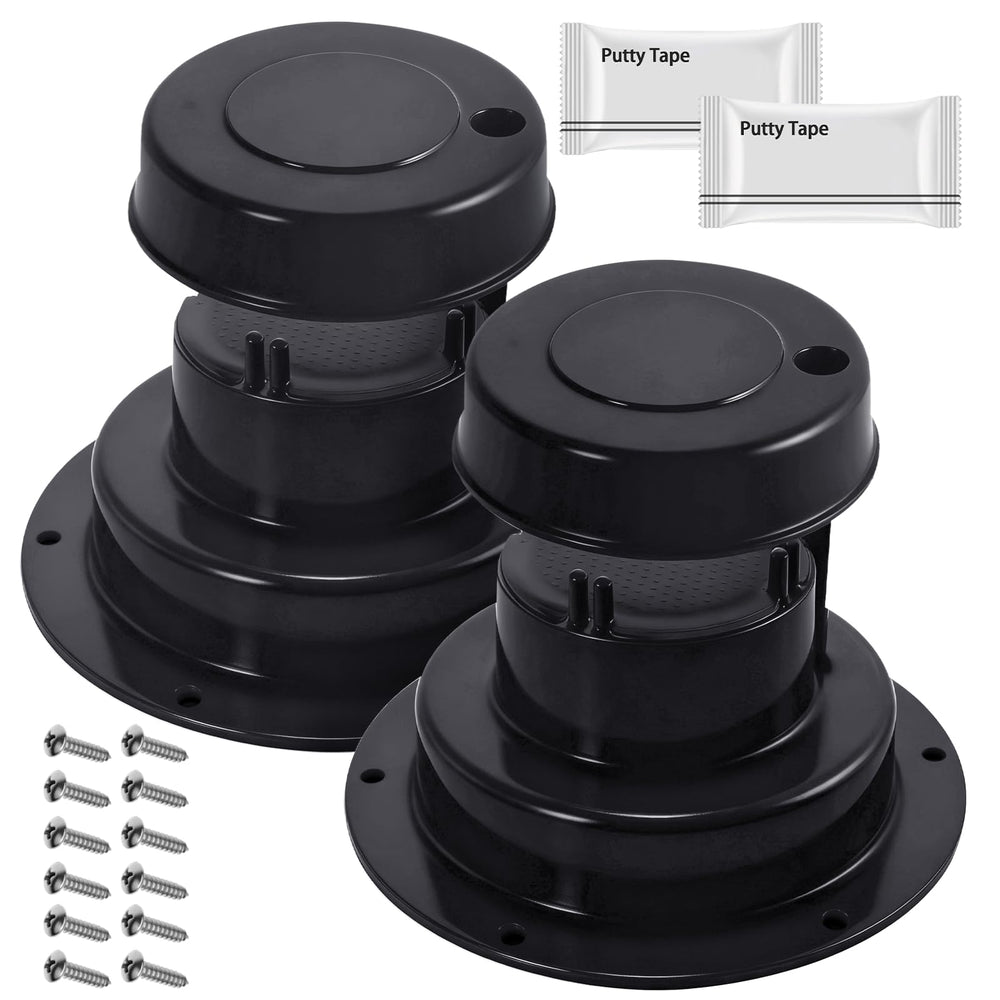 Aussio RV vent cap kit in black, front view, showing UV‑resistant design for outdoor use