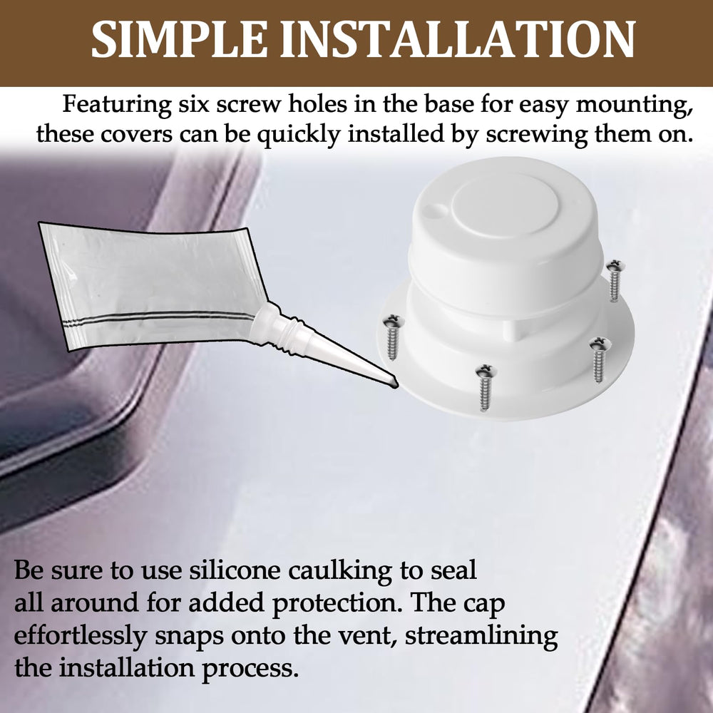 Aussio vent cap mounted on an RV pipe demonstrates secure, odor-control-ready ventilation.