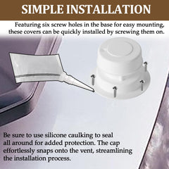 Aussio vent cap mounted on an RV pipe demonstrates secure, odor-control-ready ventilation.