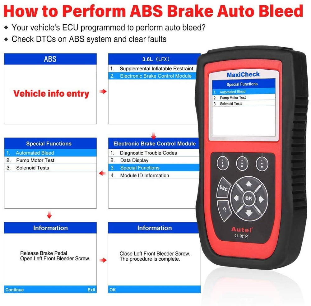 Autel MaxiCheck Pro ABS/SRS diagnostics support safety-related maintenance